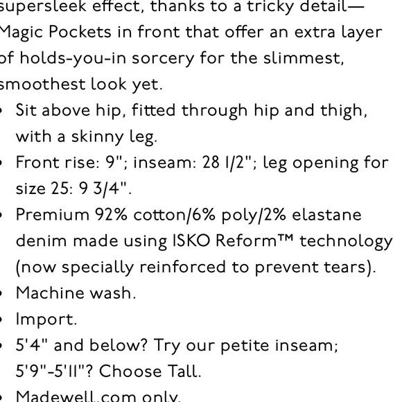 NEW • Madewell • 9 Inch Skinny Jeans Coltrane 31 - Picture 3 of 3